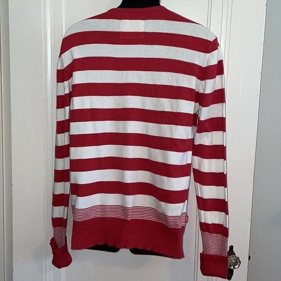 Vtg Levi’s red & white striped thin Henley neck sweater - Picture 8 of 10